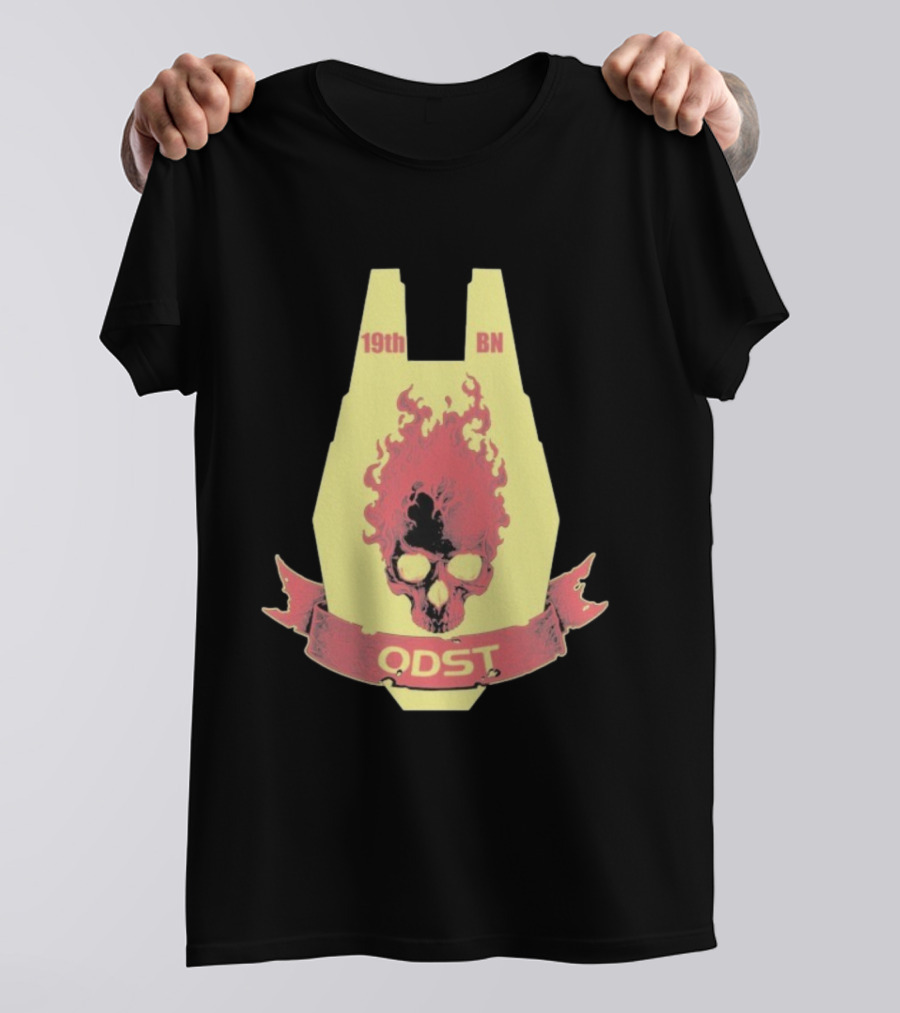19th BN ODST Flaming Skull Emblem T-Shirt