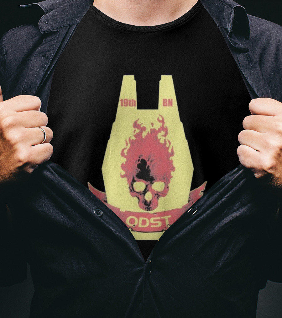 19th BN ODST Flaming Skull Emblem T-Shirt