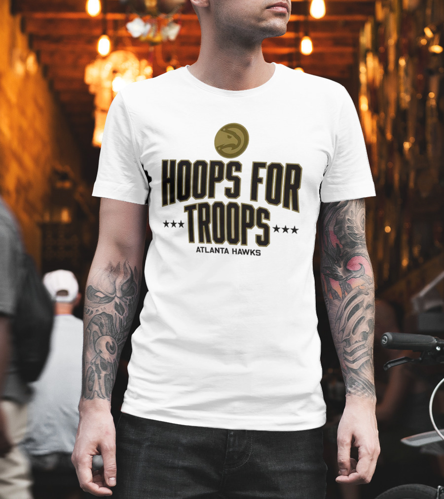 Atlanta Hawks Hoops For Troops Basketball Tribute T-Shirt