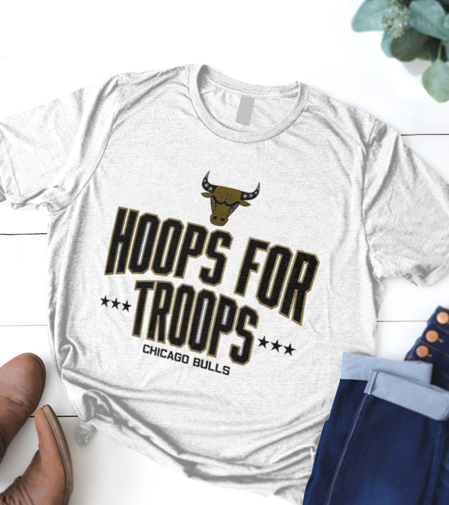 Chicago Bulls Hoops For Troops Bull Head Star Emblem T-Shirt