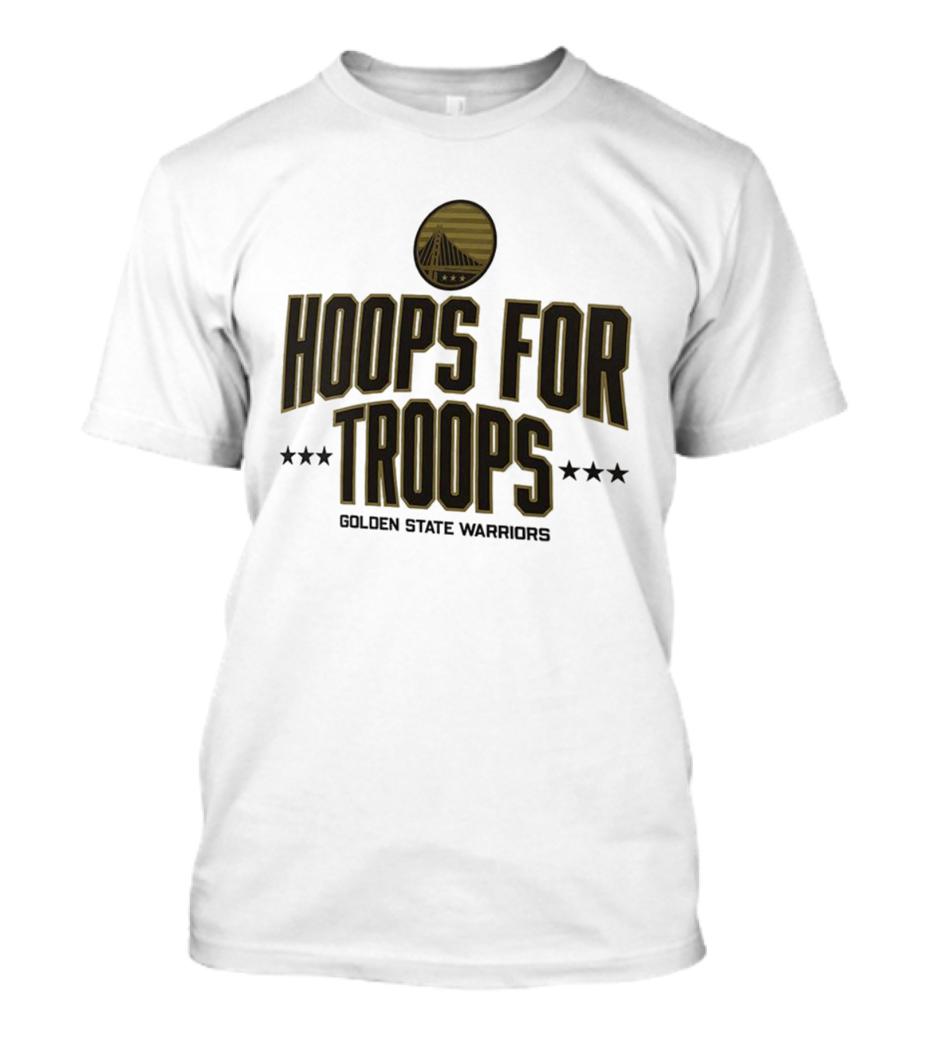 Golden State Warriors Hoops For Troops Stars And Bridge Emblem T-Shirt