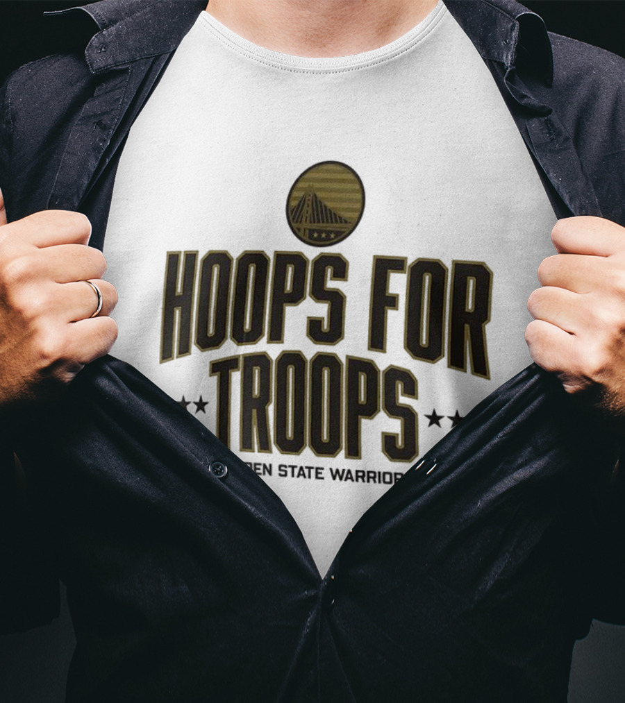 Golden State Warriors Hoops For Troops Stars And Bridge Emblem T-Shirt