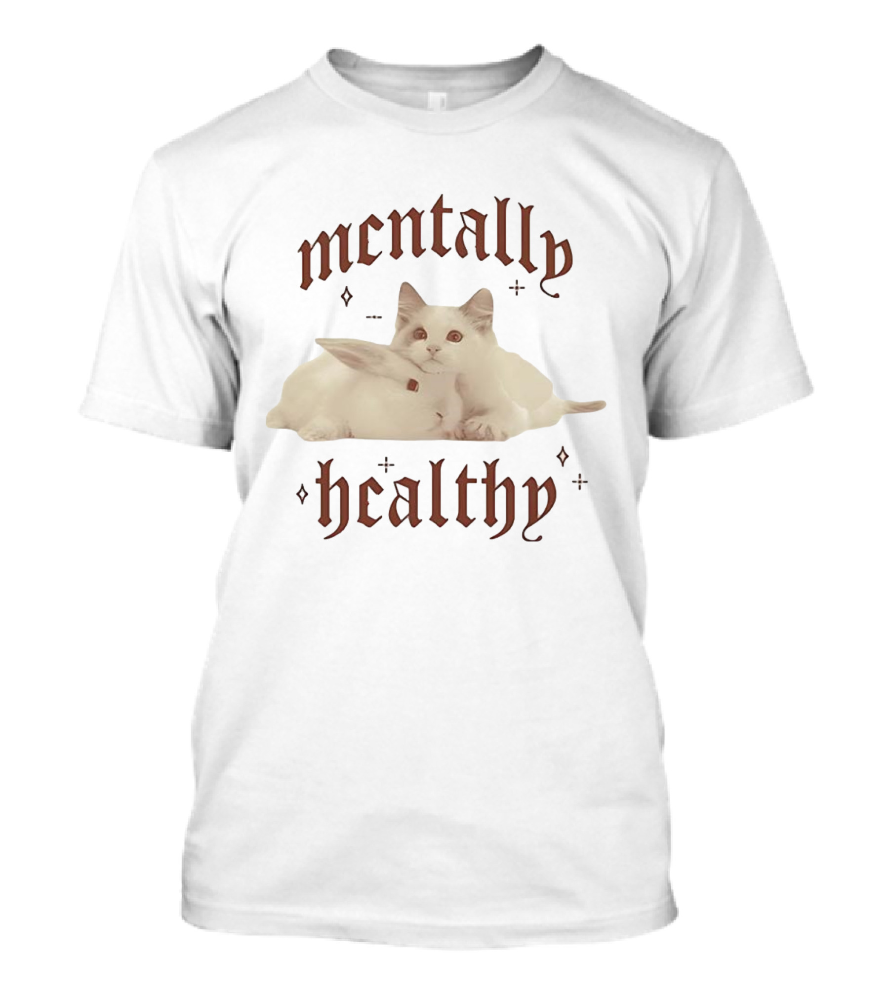 Mentally Healthy Cats And Rabbits Vintage Style Cute Animal Theme T-Shirt