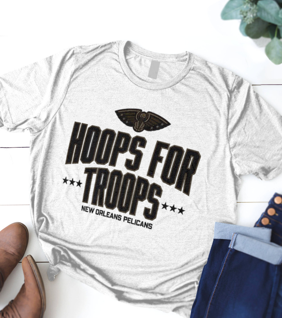 New Orleans Pelicans Hoops For Troops Basketball Team Support T-Shirt