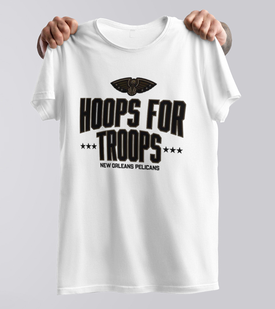New Orleans Pelicans Hoops For Troops Basketball Team Support T-Shirt