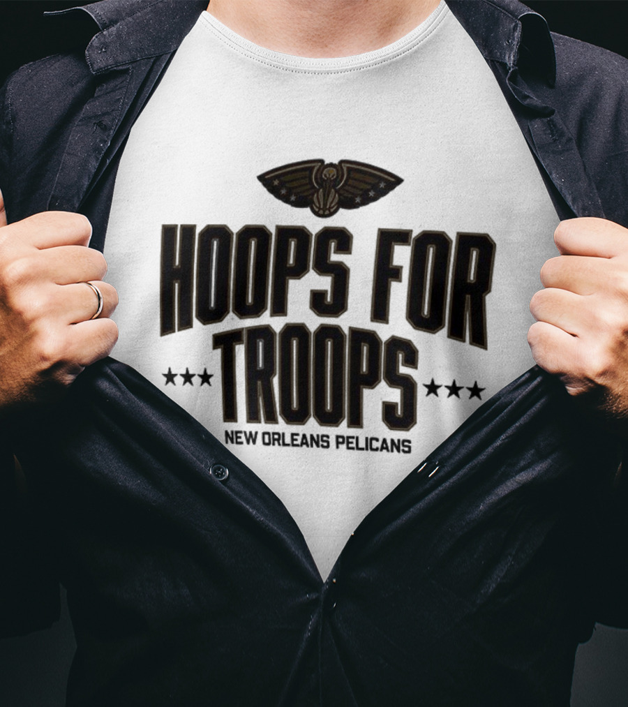 New Orleans Pelicans Hoops For Troops Basketball Team Support T-Shirt