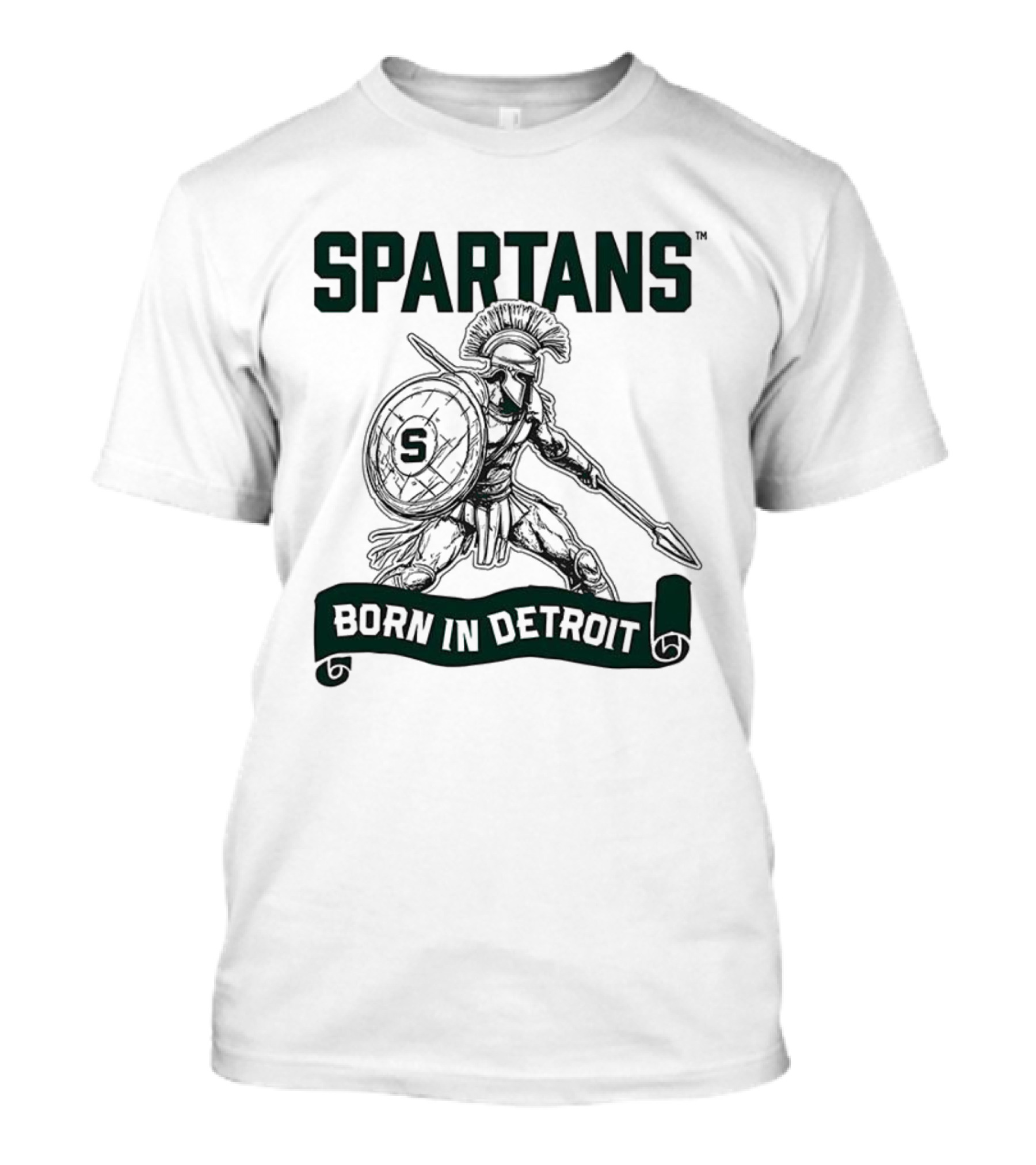 SPARTANS Born In Detroit Warrior Emblem T-Shirt