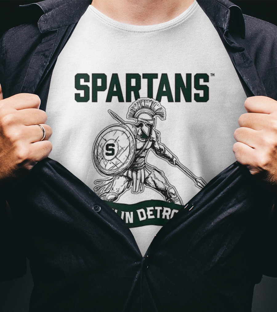 SPARTANS Born In Detroit Warrior Emblem T-Shirt