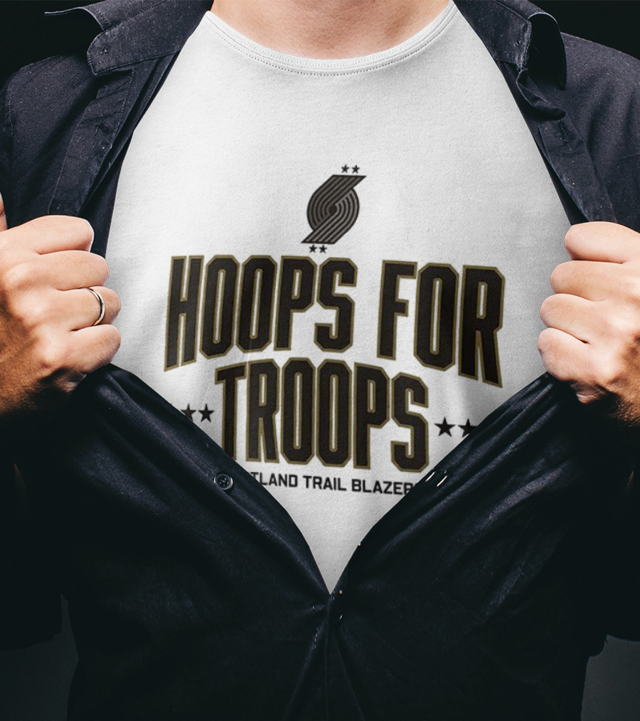 Portland Trail Blazers Hoops For Troops Team Tribute T-Shirt