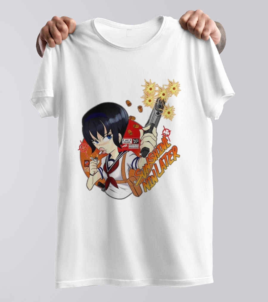 Sunshine Nin Later Anime Character Smoking Gun Action Scene T-Shirt
