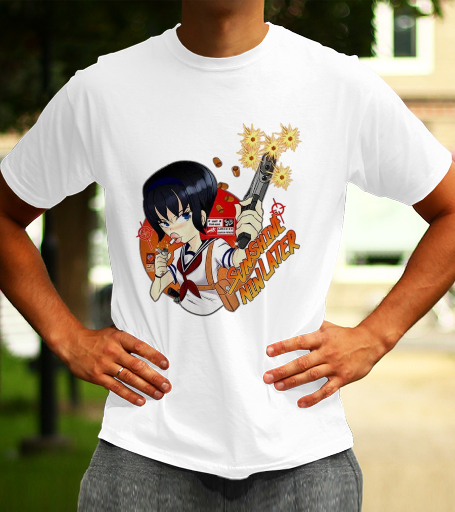 Sunshine Nin Later Anime Character Smoking Gun Action Scene T-Shirt