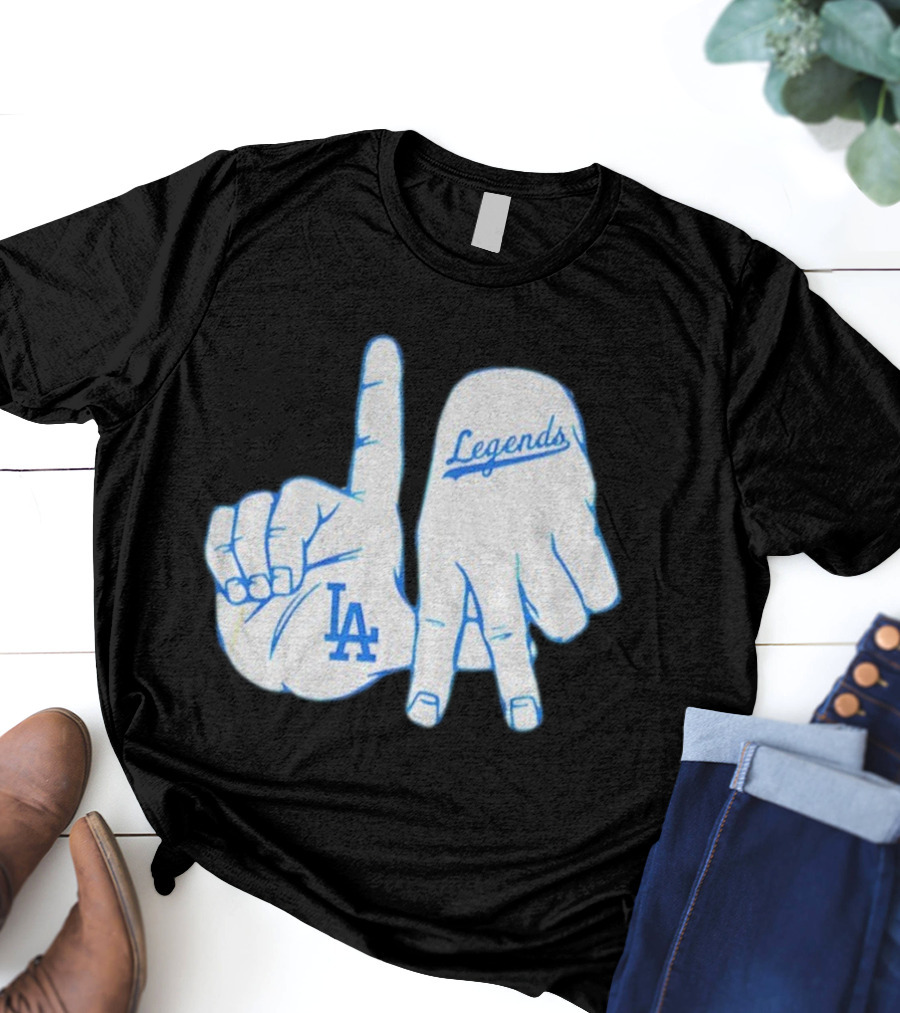 Los Angeles Dodgers Legends LA Hand Sign 2025 MLB Baseball T-Shirt