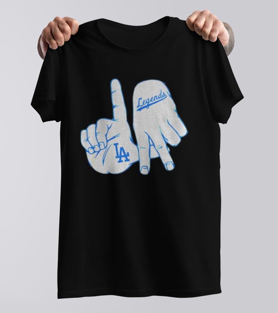 Los Angeles Dodgers Legends LA Hand Sign 2025 MLB Baseball T-Shirt