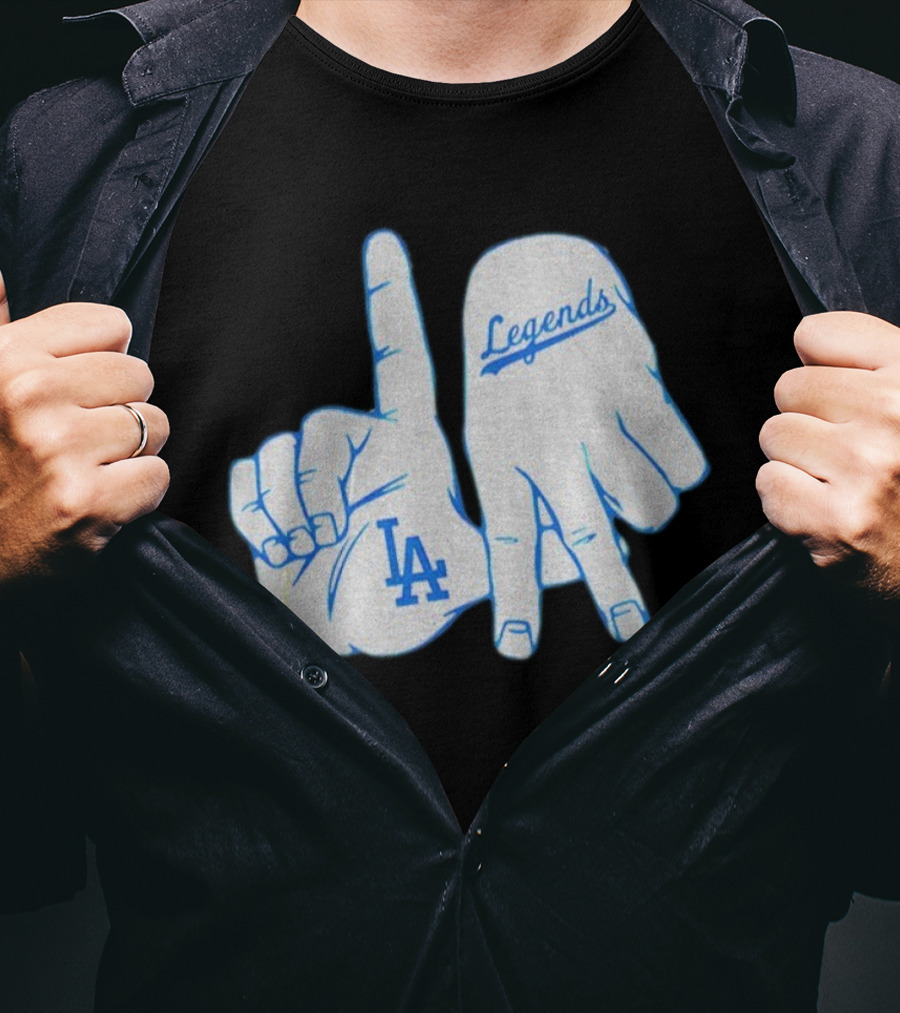 Los Angeles Dodgers Legends LA Hand Sign 2025 MLB Baseball T-Shirt