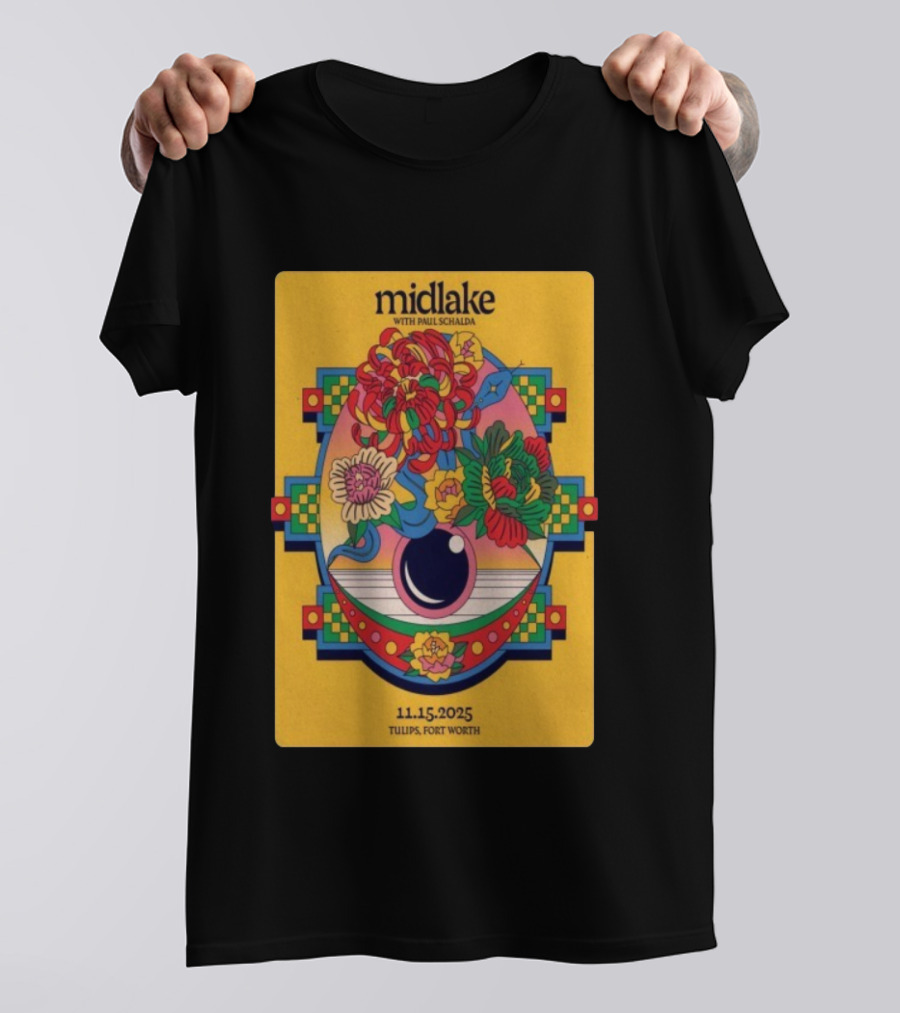 Midlake With Paul Schalda Tulips Fort Worth 11 15 2025 Psychedelic Flower Art T-Shirt
