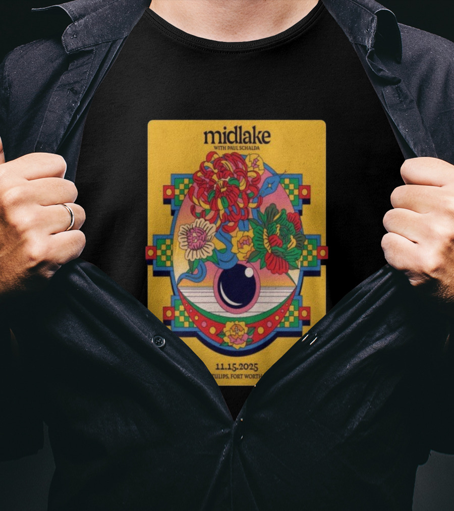 Midlake With Paul Schalda Tulips Fort Worth 11 15 2025 Psychedelic Flower Art T-Shirt