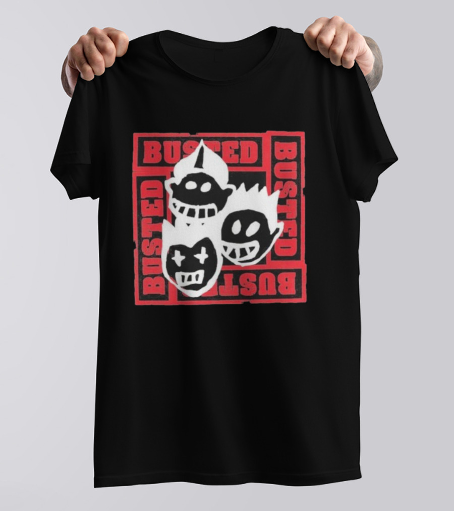 Busted Kids Cartoon Logo Red And Black Design T-Shirt