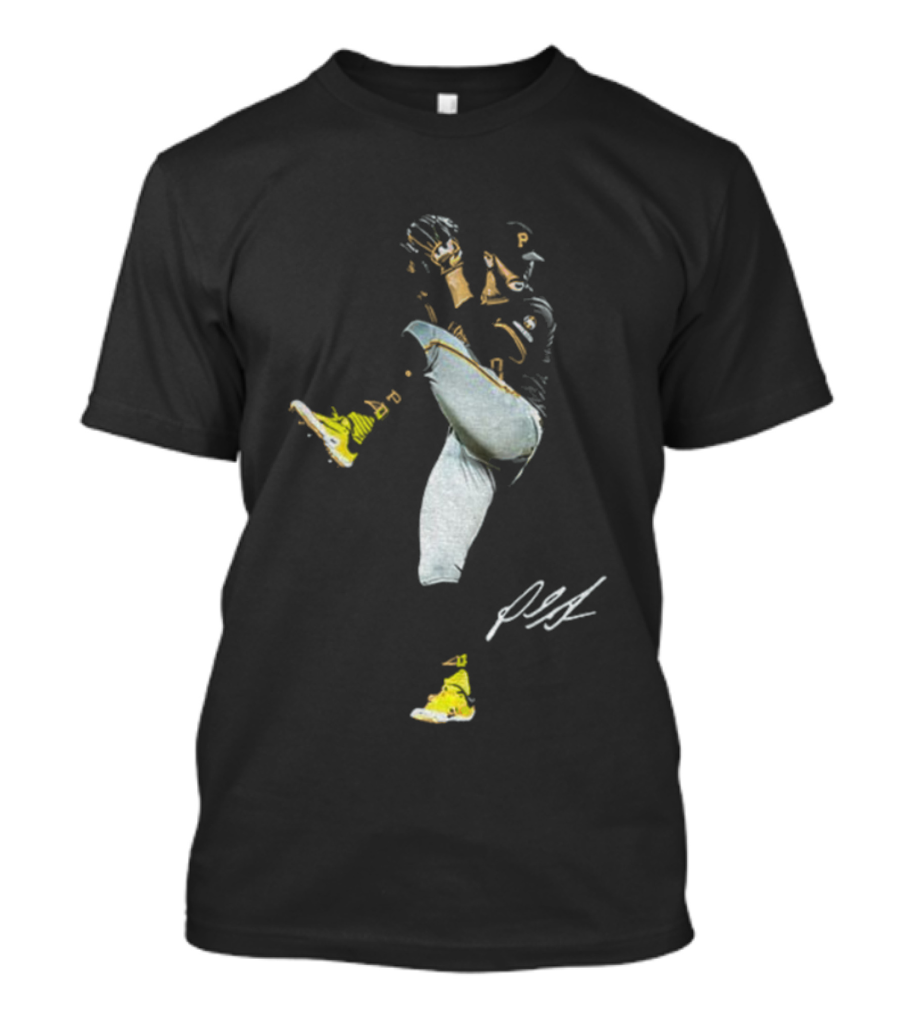 Paul Skenes Pittsburgh Pirates Pitching Action MLB Baseball Player Signature T-Shirt