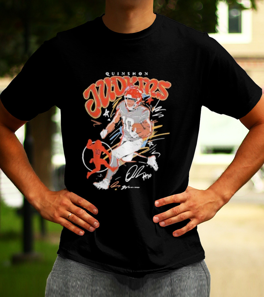 Quinshon Judkins Signature Scribble Art Cleveland Browns Football Number 4 T-Shirt