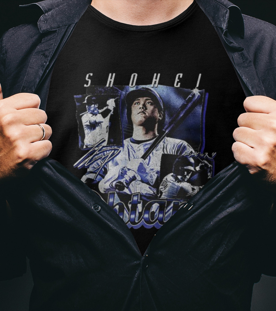Shohei Ohtani Baseball Signature Los Angeles Dodgers Overall Print T-Shirt