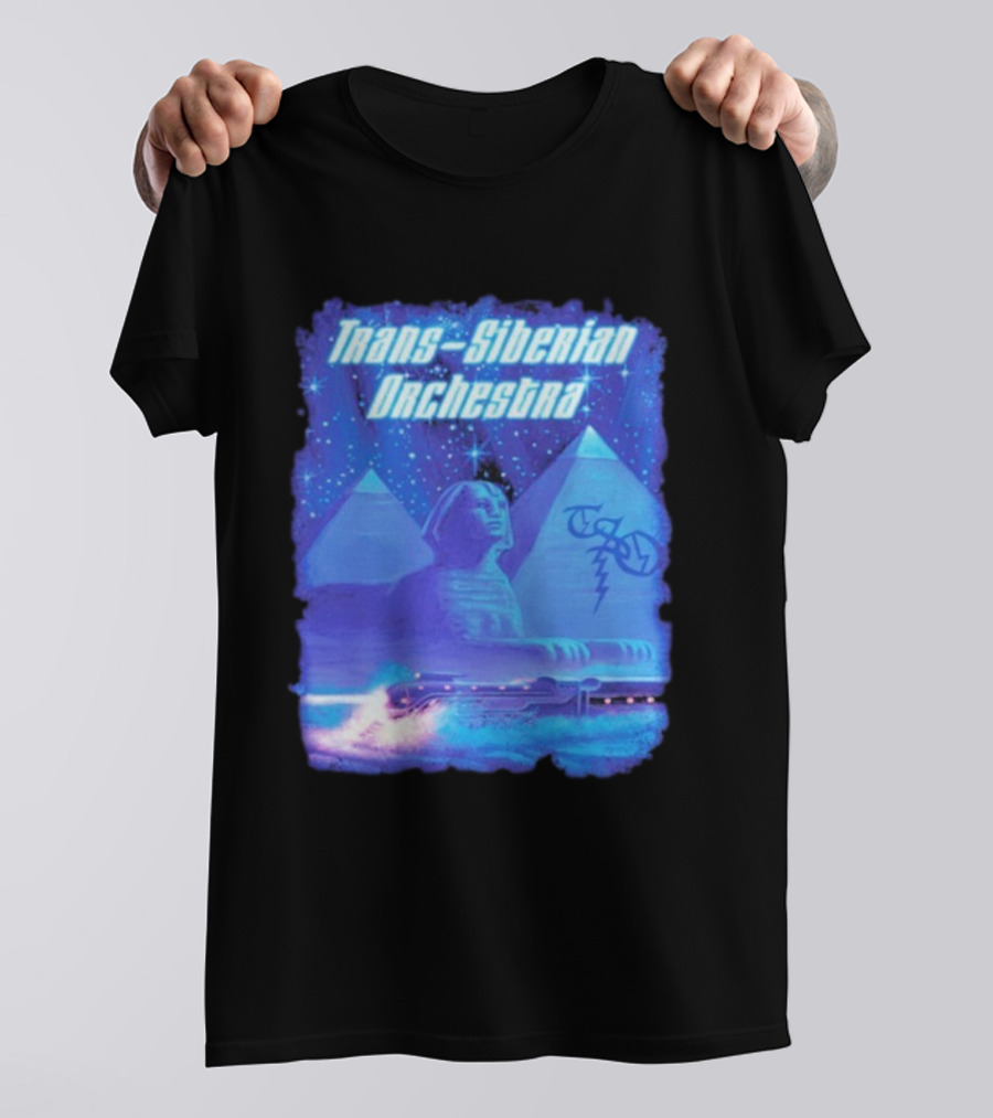 Trans-Siberian Orchestra Sphynx Train Pyramids Lightning Guitar Scene T-Shirt