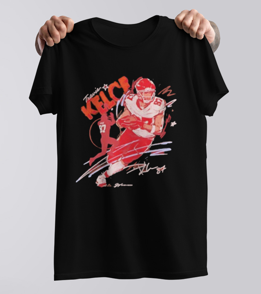 Travis Kelce Kansas City Chiefs 87 Scribble Signature T-Shirt