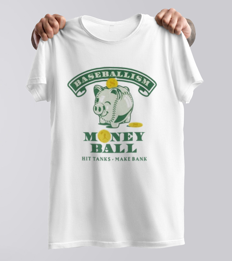 Baseballism Money Ball Hit Tanks Make Bank Piggy Bank T-Shirt