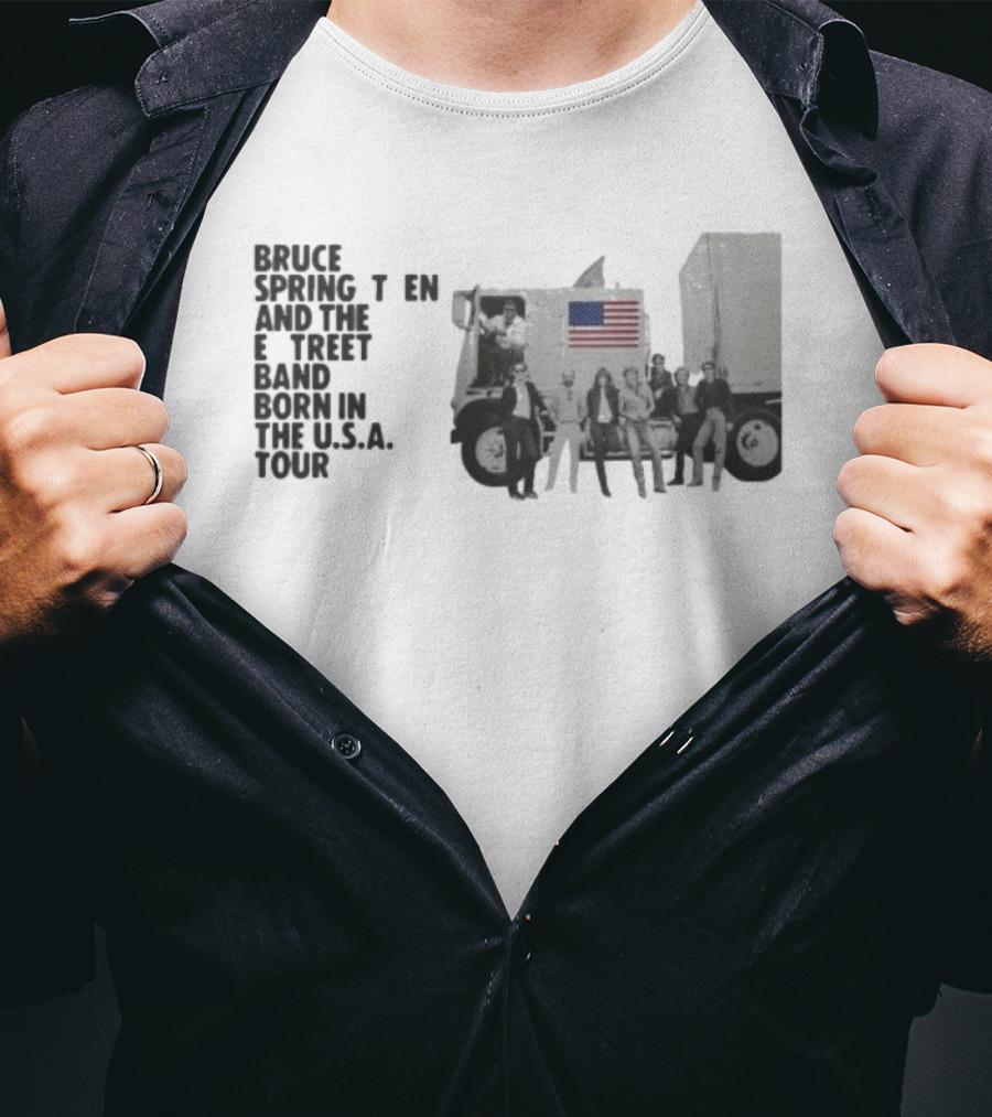 Bruce Springsteen & The E Street Band Born In The U.S.A. Tour 2025 American Flag Truck Image T-Shirt