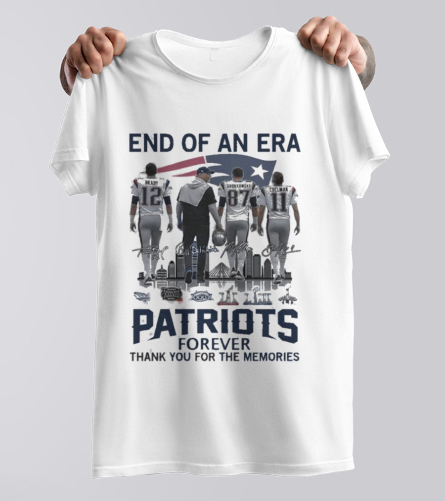 End Of An Era New England Patriots Forever Thank You For The Memories Signatures 12 87 11 T-Shirt