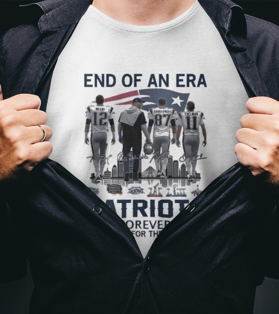 End Of An Era New England Patriots Forever Thank You For The Memories Signatures 12 87 11 T-Shirt