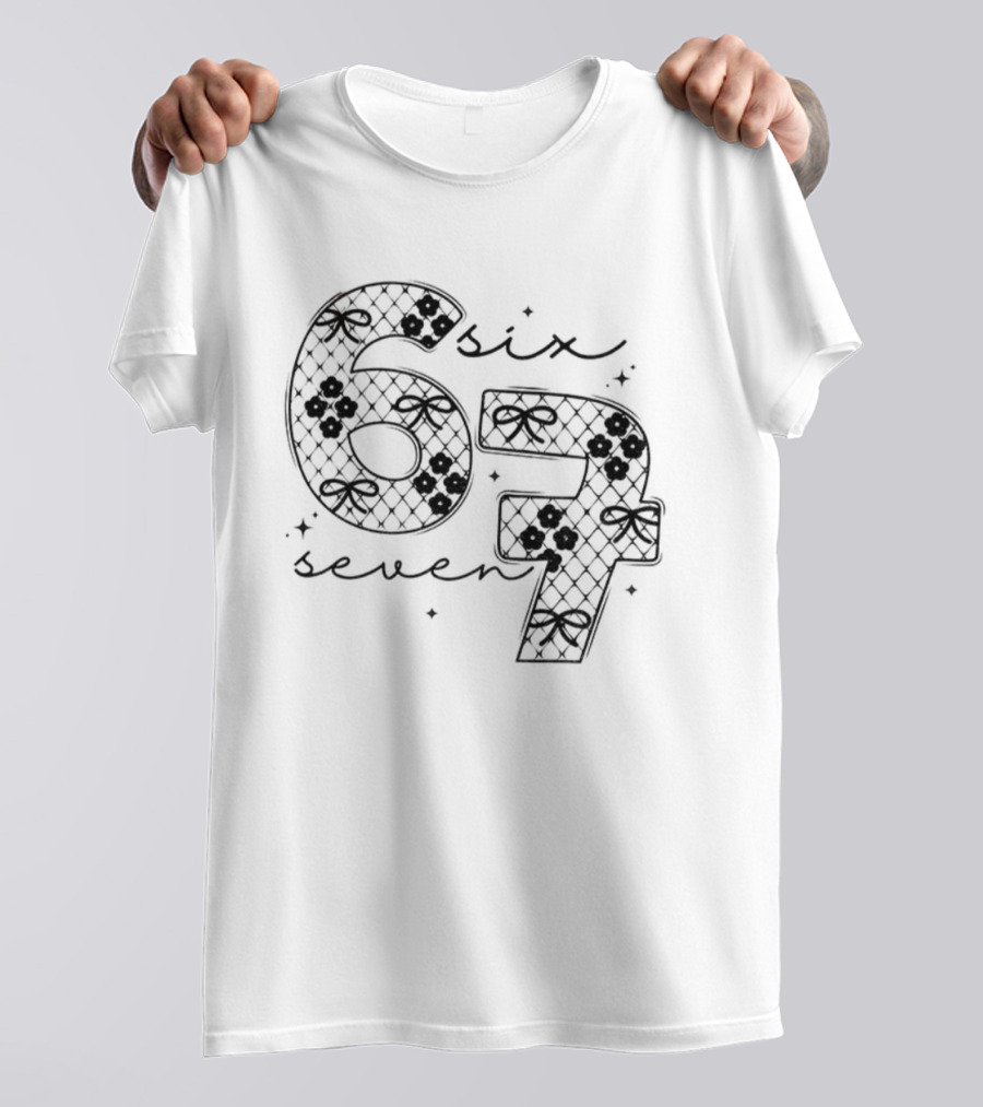 Lace Six Seven Viral 67 Intricate Floral Pattern T-Shirt