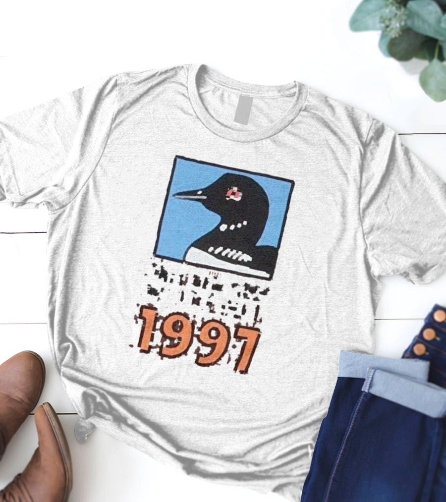 Only New York Wildlife Dept 1997 Loon Wildlife Iconic Bird Emblem T-Shirt