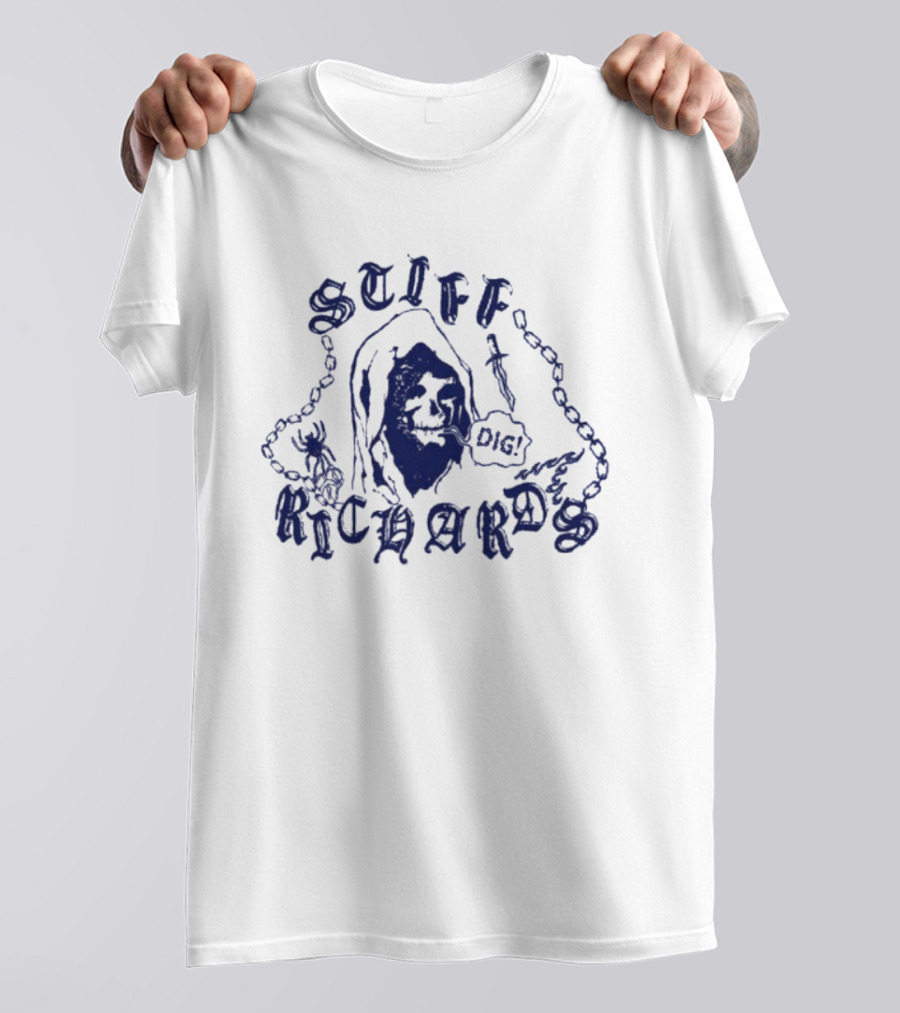 Stiff Richards Dig Or Die Grim Reaper Chain Skeleton T-Shirt