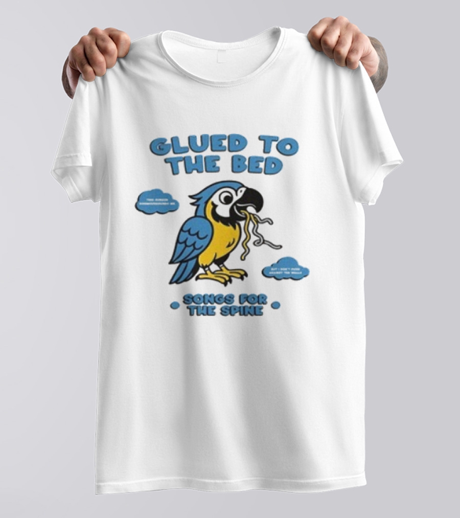 Glued To The Bed Parrot Songs For The Spine Cloudy Art T-Shirt