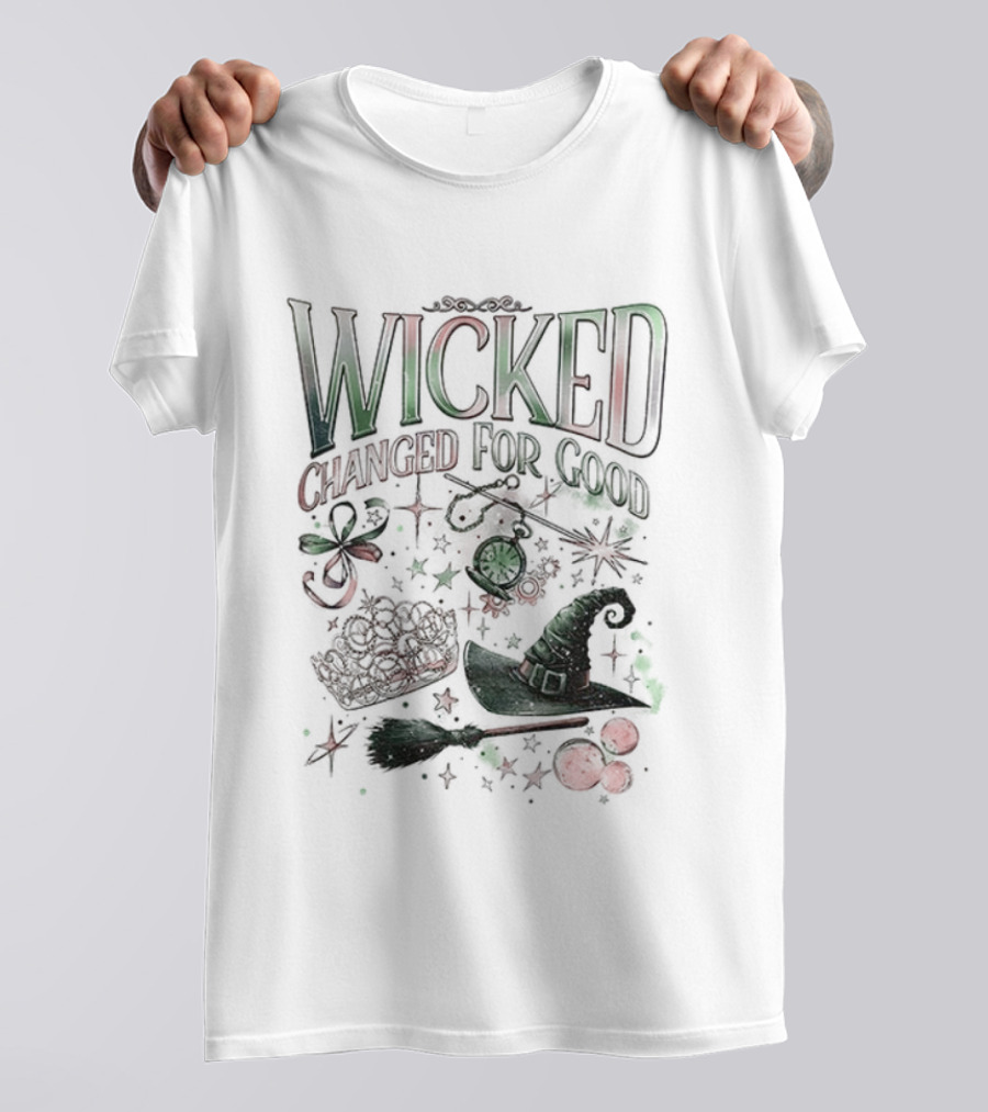 Wicked Changed For Good Defy Gravity Broomstick Magic Wand Halloween T-Shirt
