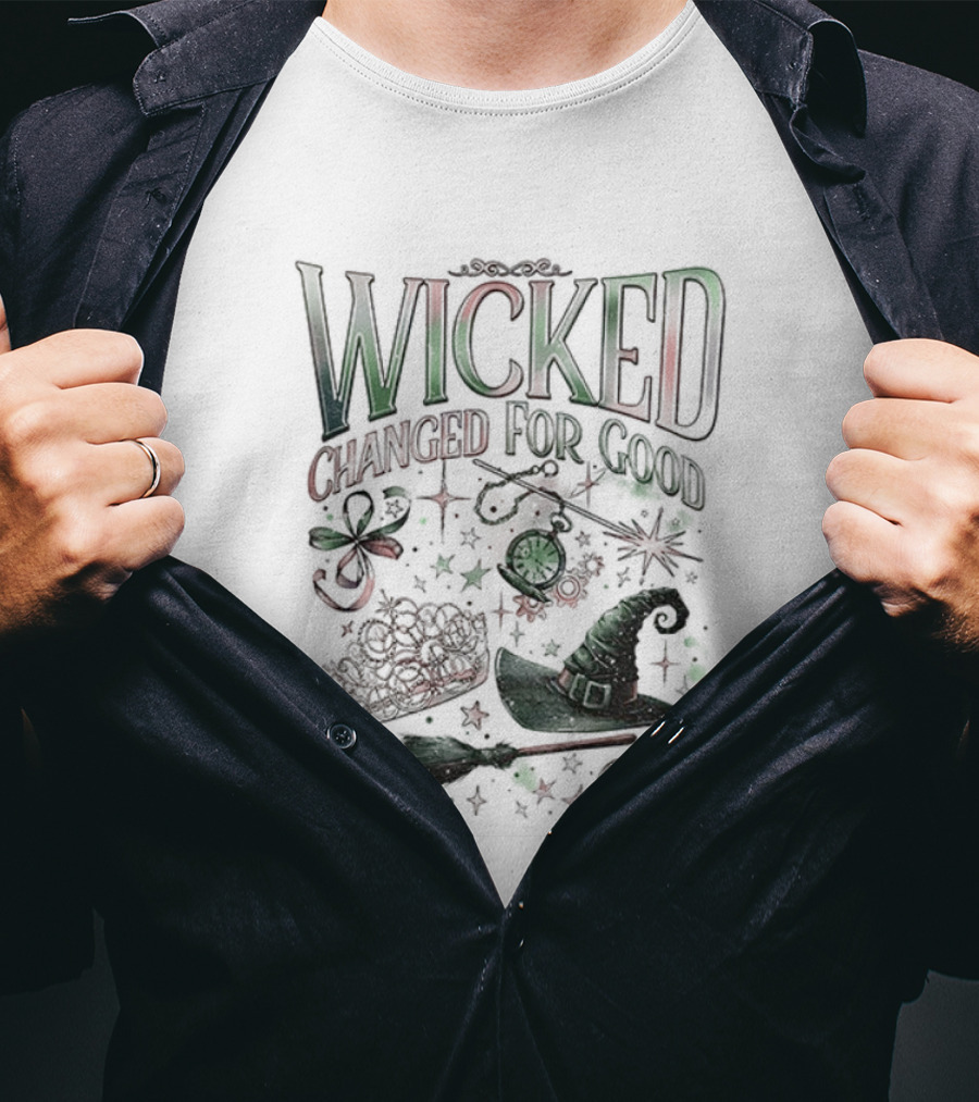 Wicked Changed For Good Defy Gravity Broomstick Magic Wand Halloween T-Shirt