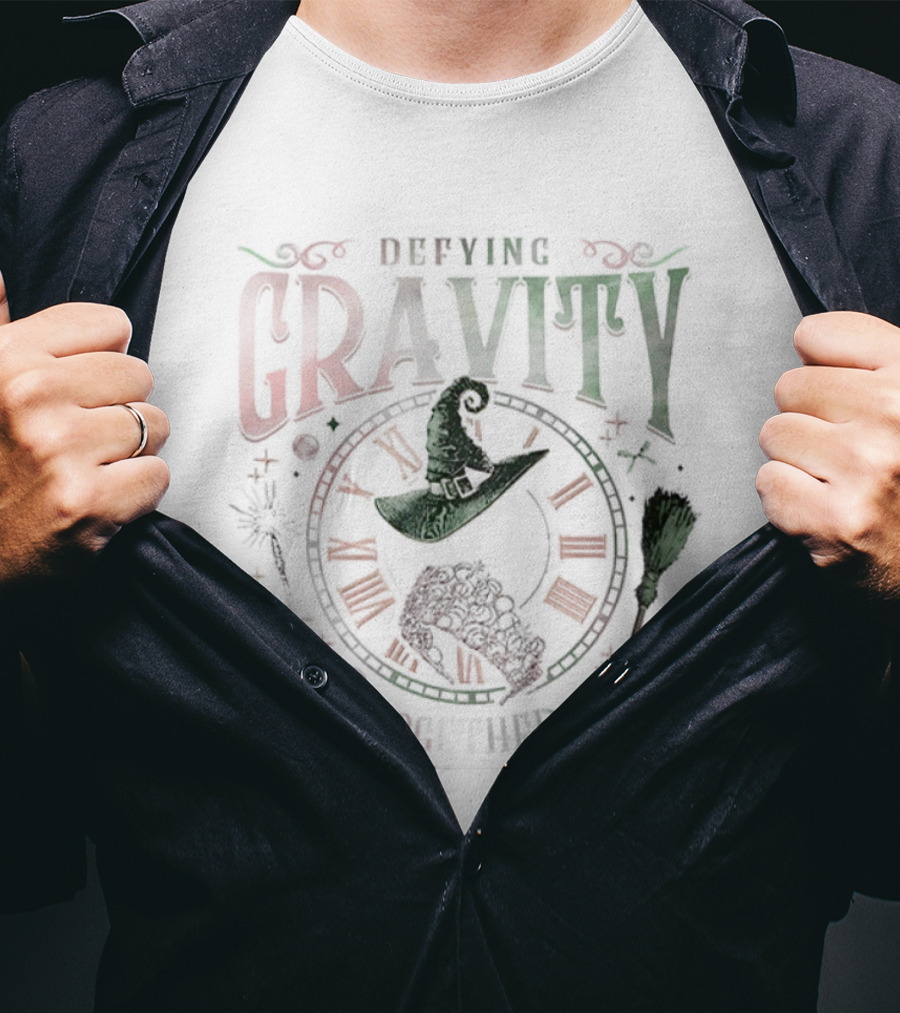 Defying Gravity Together We’re Unlimited Halloween Wicked Witch Hat Broom Theme T-Shirt