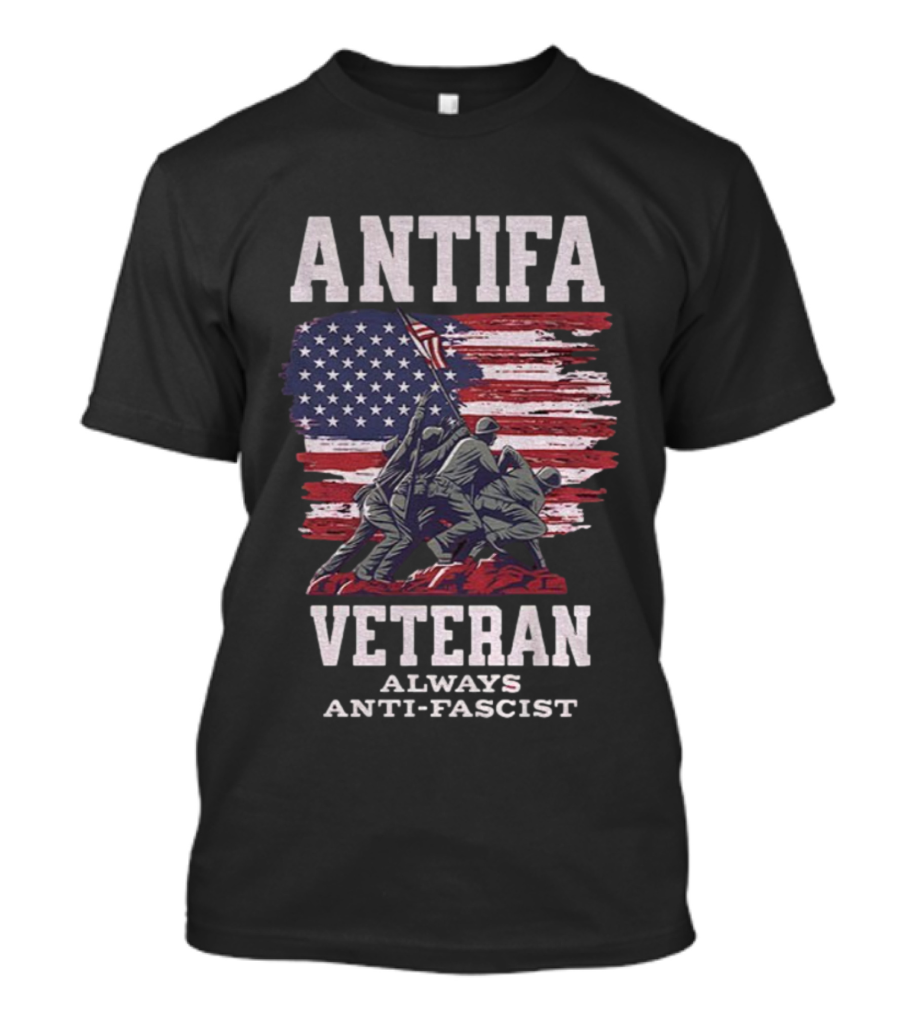 ANTIFA Veteran Always Anti-Fascist American Flag Iwo Jima Usa T-Shirt