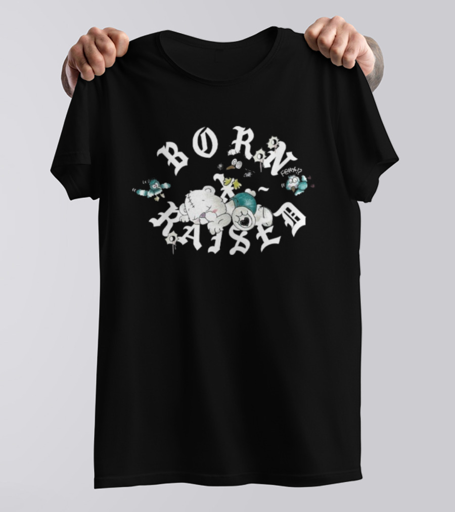 Born X Raised Vargas Rocker Cloudy Sky Letters And Birds T-Shirt
