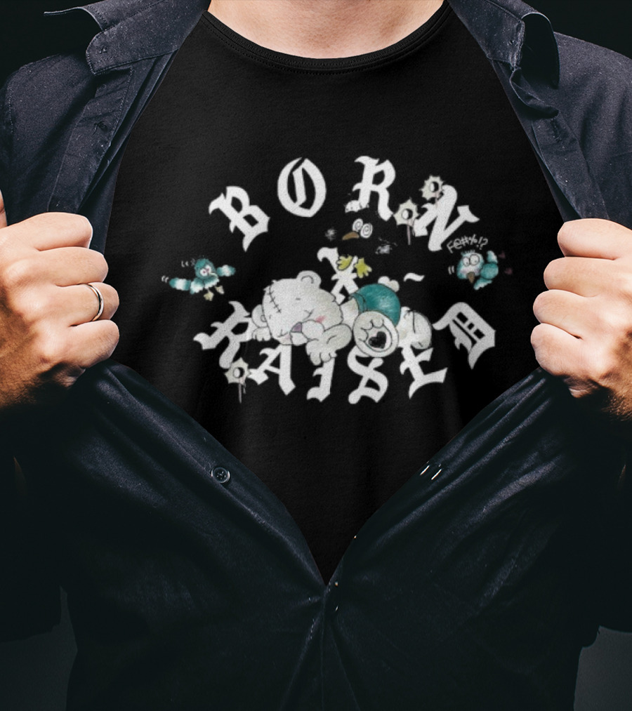 Born X Raised Vargas Rocker Cloudy Sky Letters And Birds T-Shirt