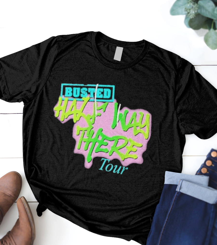 Busted Half Way There Tour Graffiti Neon Style T-Shirt