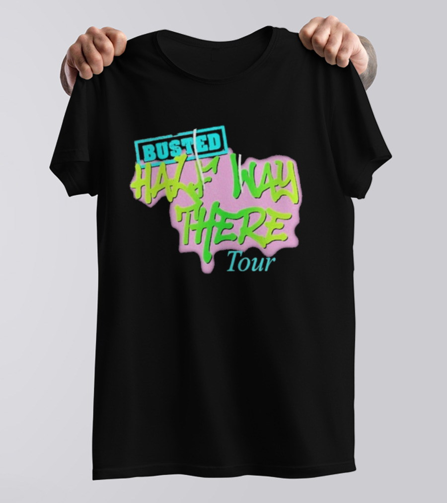 Busted Half Way There Tour Graffiti Neon Style T-Shirt