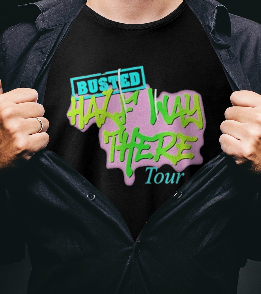 Busted Half Way There Tour Graffiti Neon Style T-Shirt
