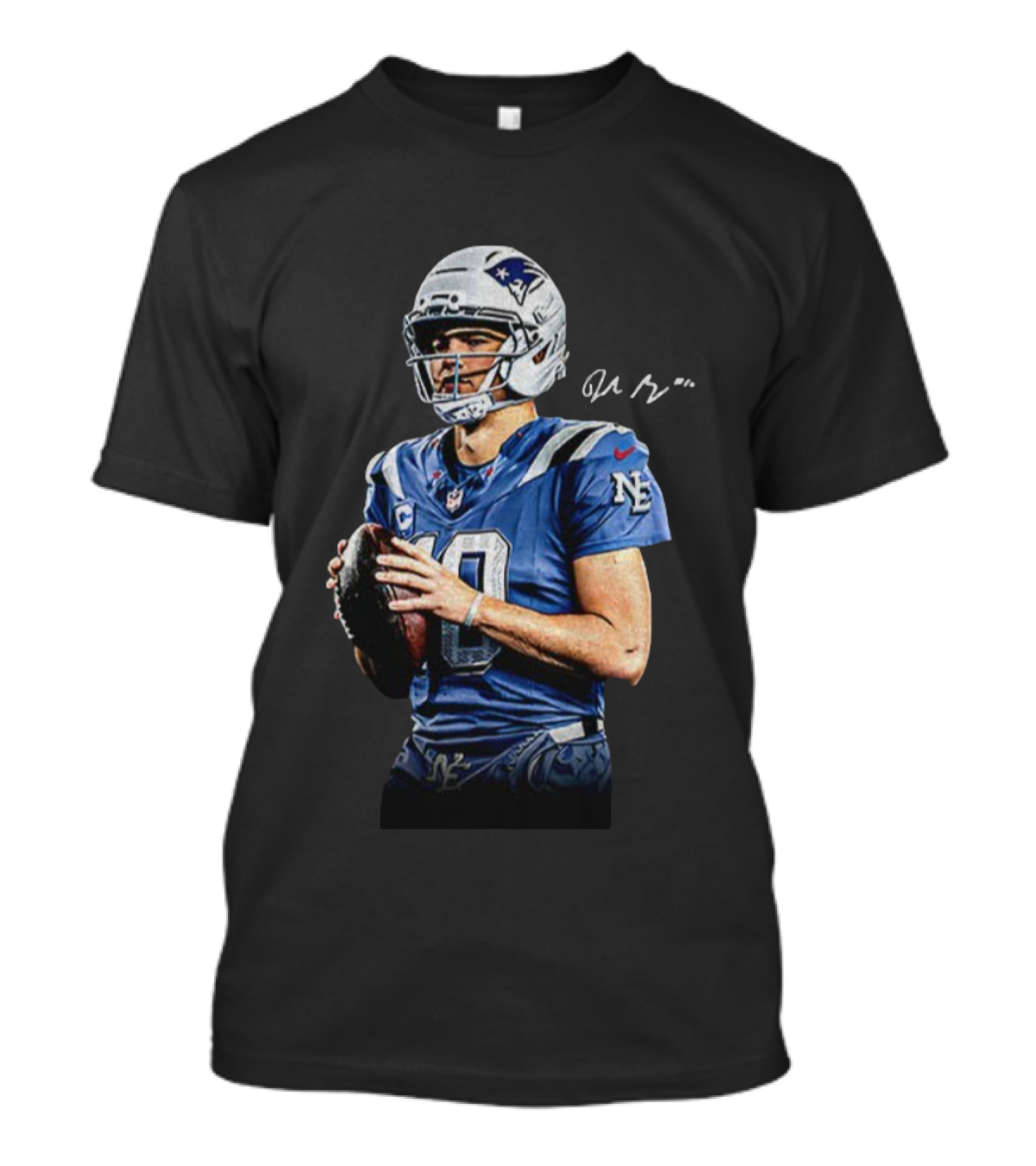 Drake Maye New England Patriots NFL Football Quarterback Signature New Era T-Shirt