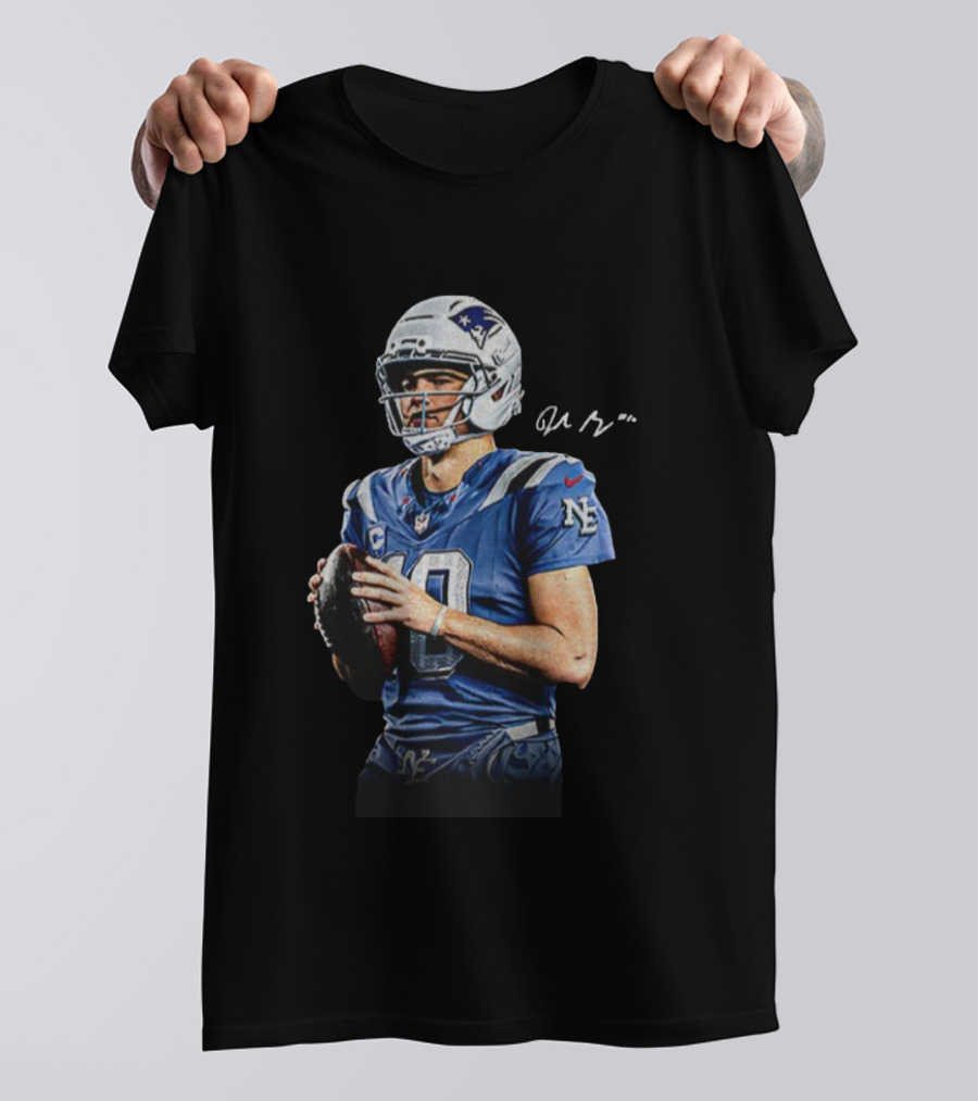 Drake Maye New England Patriots NFL Football Quarterback Signature New Era T-Shirt