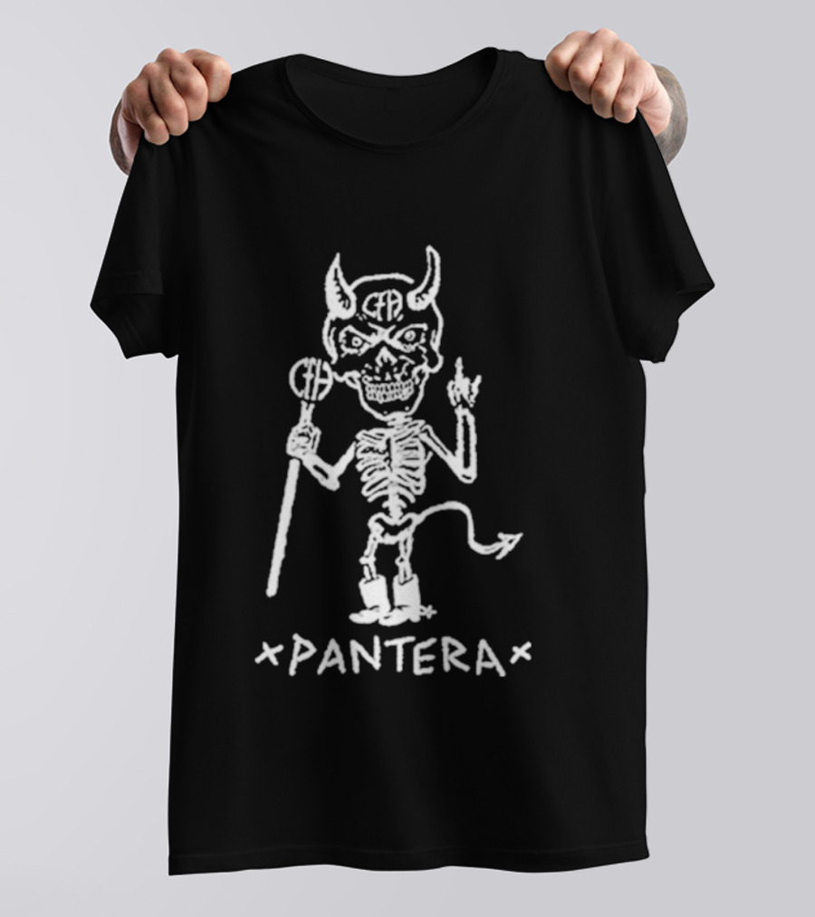 Pantera Demon Skeleton Music Band Drawing T-Shirt