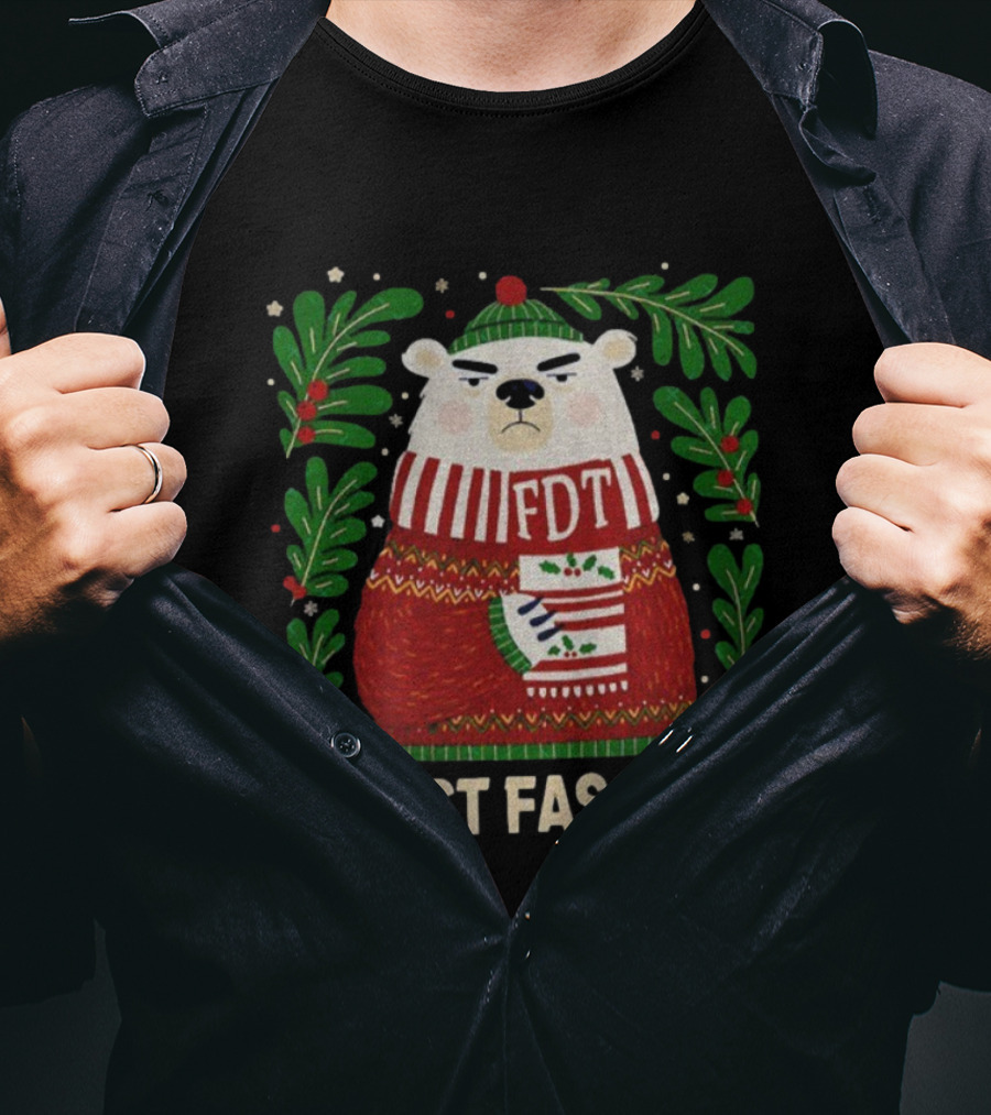 Resist Fascism FDT Bear In Christmas Sweater Anti-Trump T-Shirt