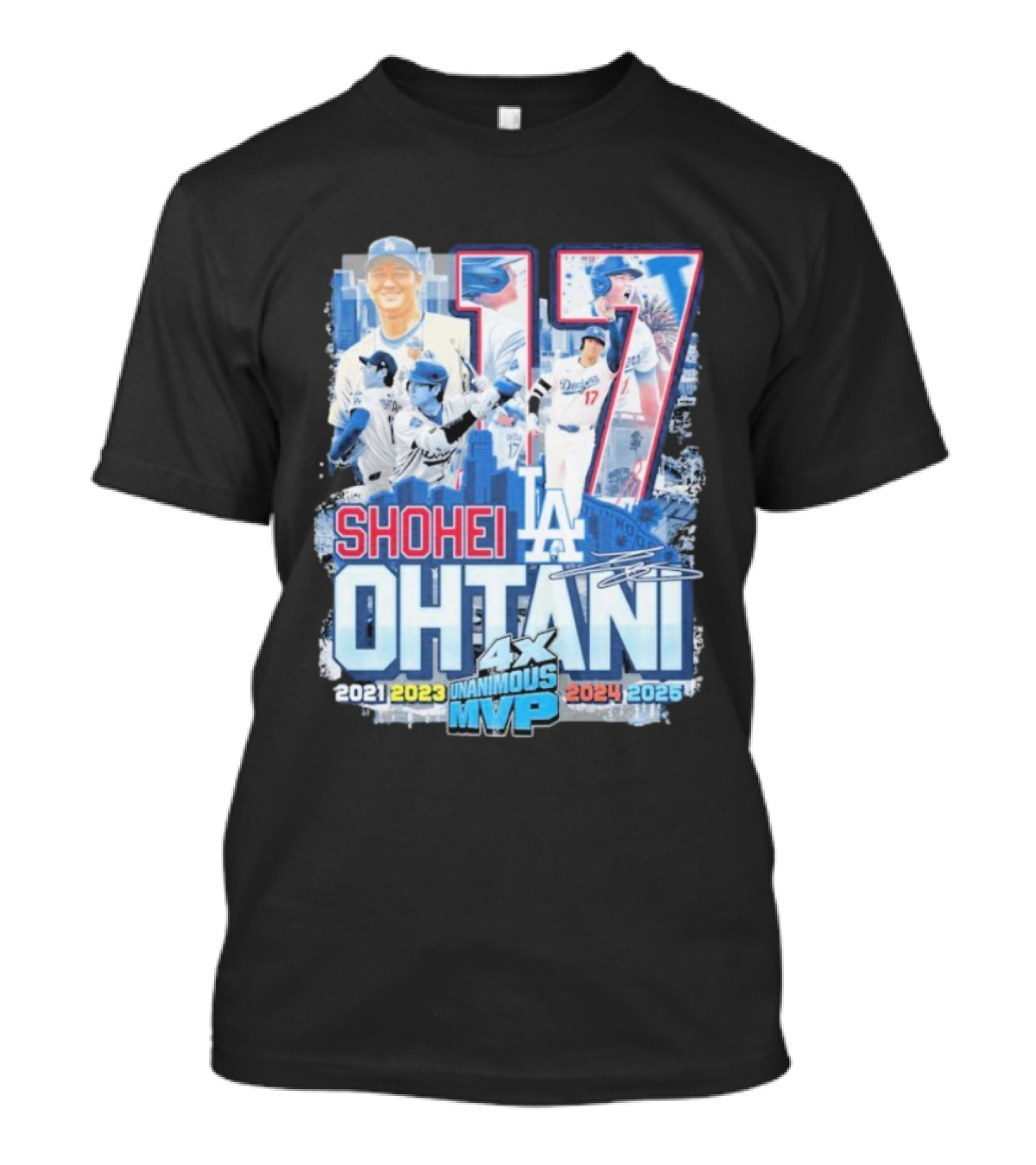 Shohei Ohtani #17 LA 4x Unanimous MVP 2021 2023 2024 2025 Signature T-Shirt
