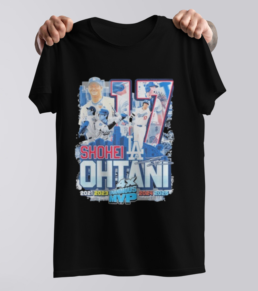 Shohei Ohtani #17 LA 4x Unanimous MVP 2021 2023 2024 2025 Signature T-Shirt