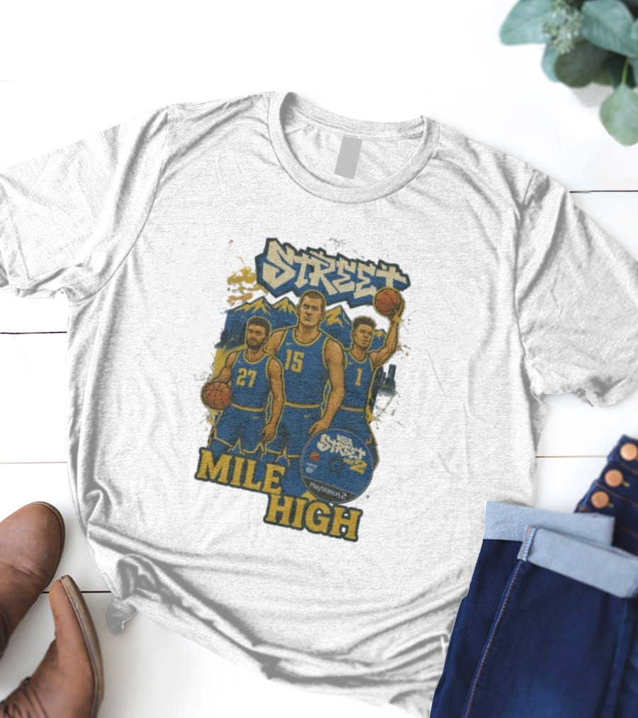 NBA Street Vol 2 Mile High Denver 27 15 Basketball Stars T-Shirt